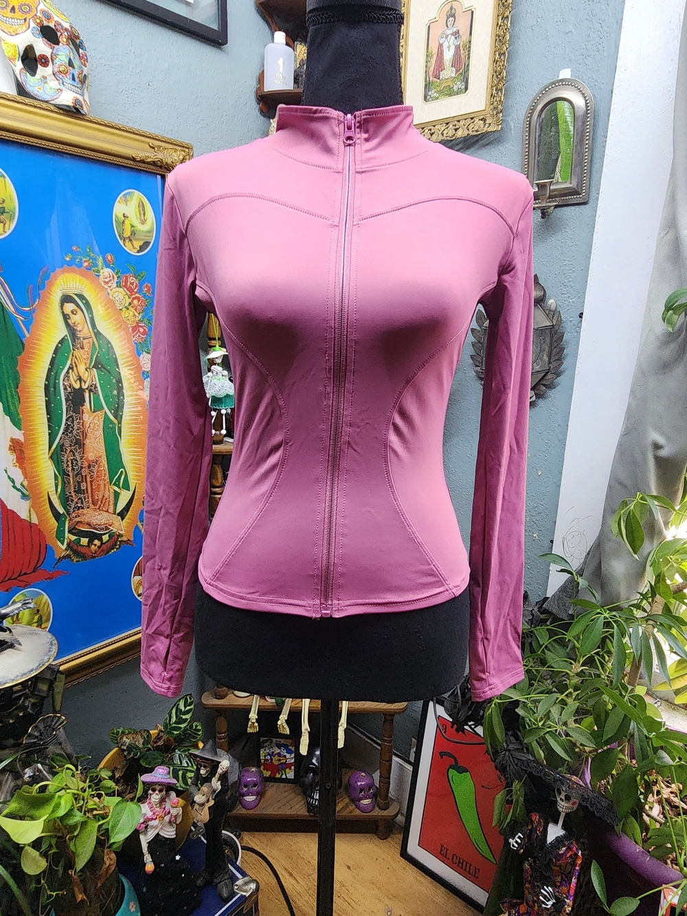 Fitted Pink Full‑Zip Bomber Jacket